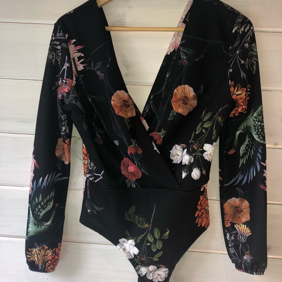 Boohoo bodysuit black with floral print - Picture 3 of 4